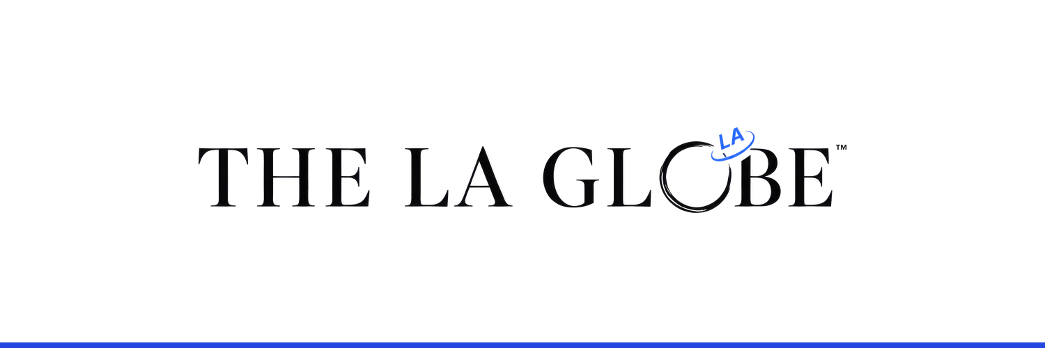 X profile header — The LA Globe wordmark centred on white above a blue rule
