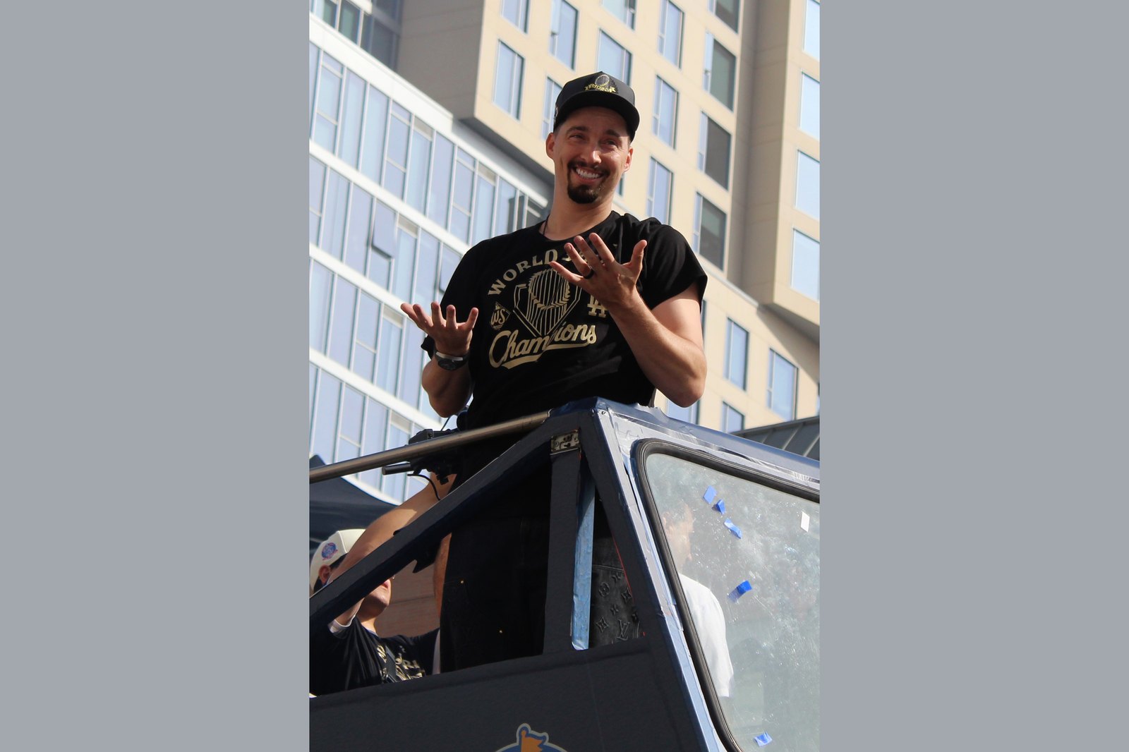 Blake Snell at the Los Angeles Dodgers parade, 2025.
