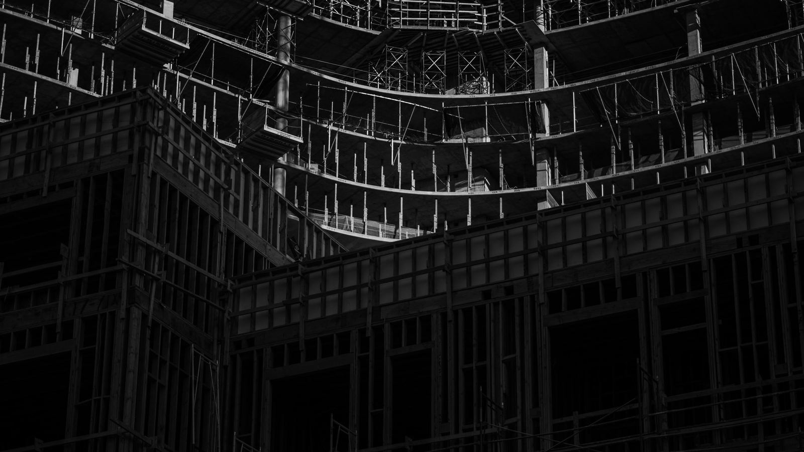 Steel framing on a housing development under construction