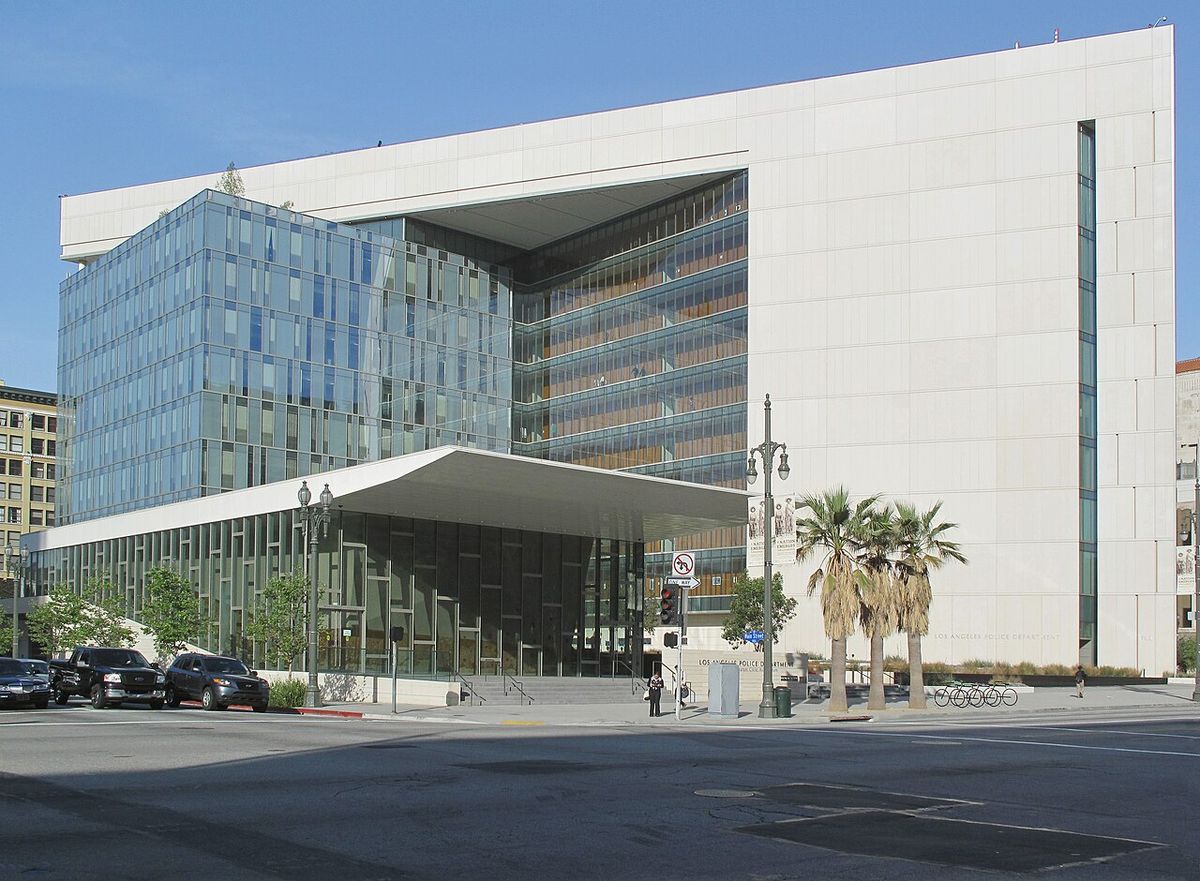 The Los Angeles Police Department headquarters building in downtown Los Angeles