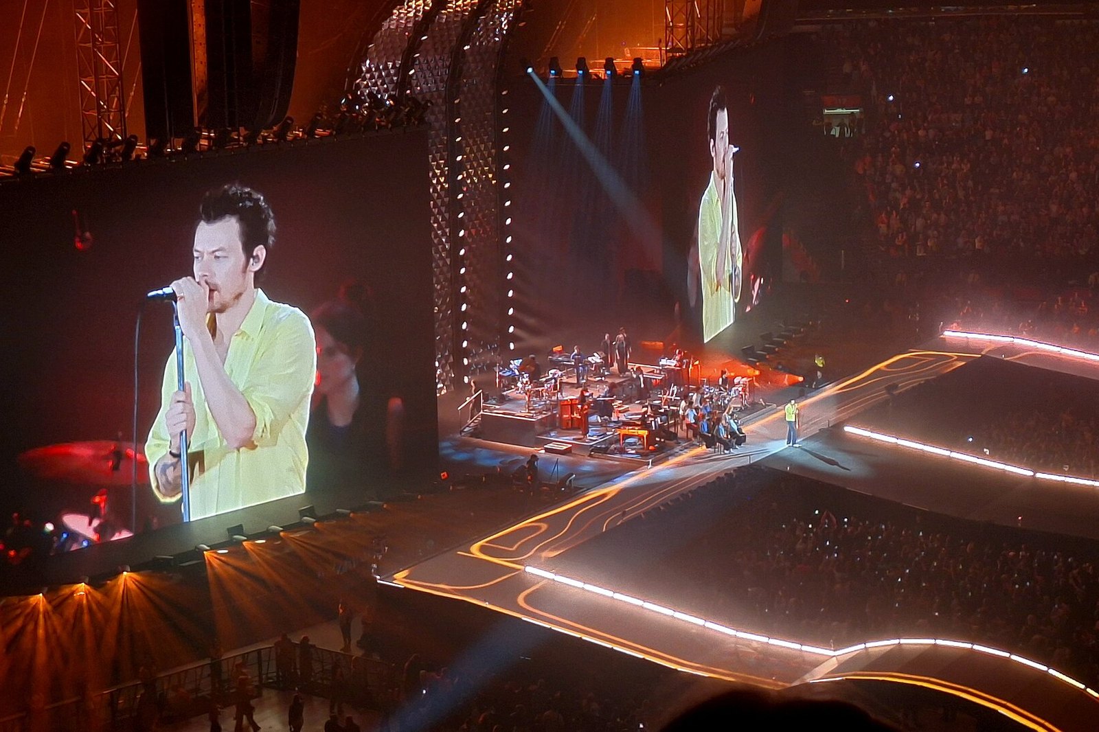 Harry Styles on stage during the Together, Together tour in Amsterdam, in May 2026.