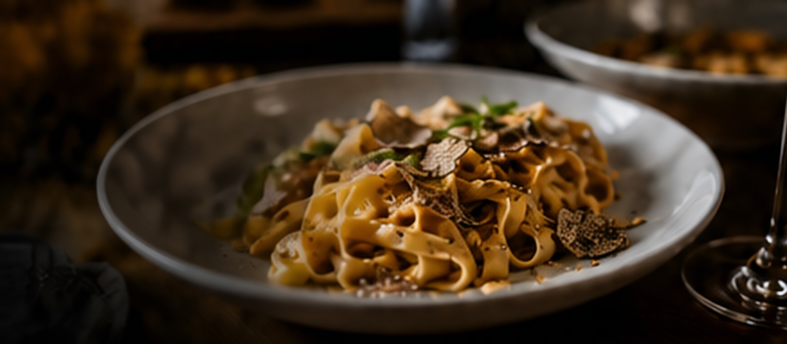 Ribbon pasta with truffles at a Los Angeles restaurant