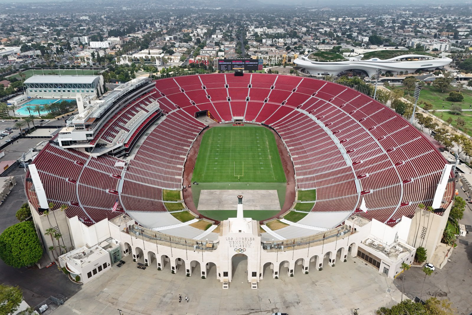 The Los Angeles Memorial Coliseum, photographed in August 2025.