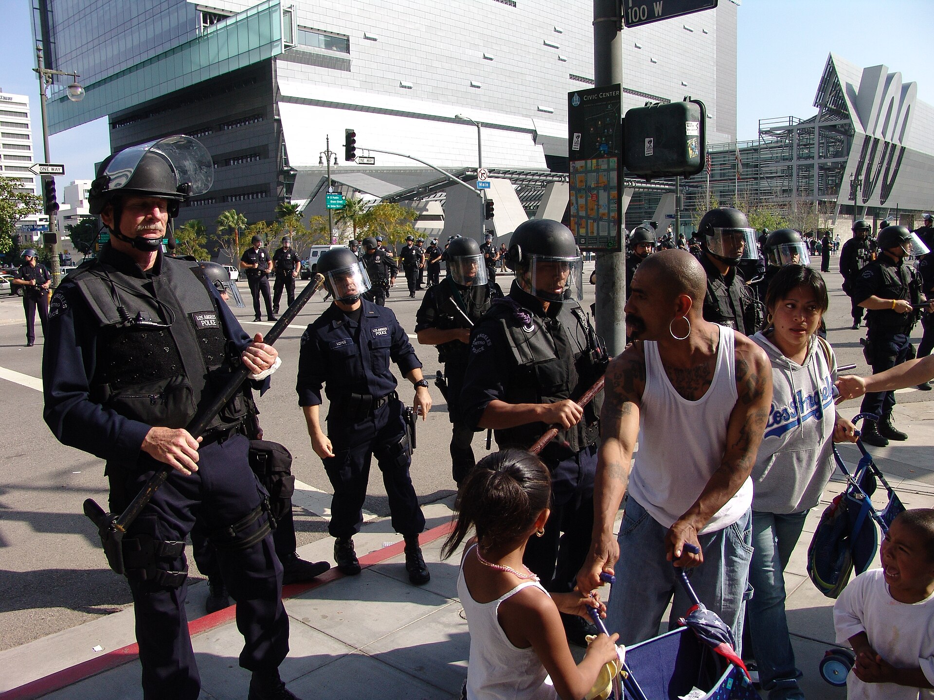 A May Day march in downtown Los Angeles