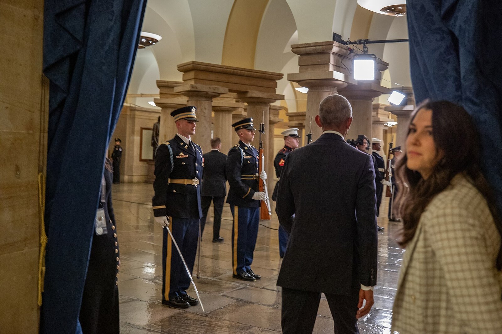 Former President Barack Obama makes his way to the Capitol Rotunda to attend the 60th Presidential Inauguration at the U.S. Capitol, Washington, D.C., Jan. 20, 2025.